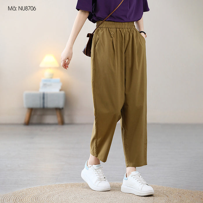 Quần baggy lưng thun ống đứng hai túi chéo - NU8704