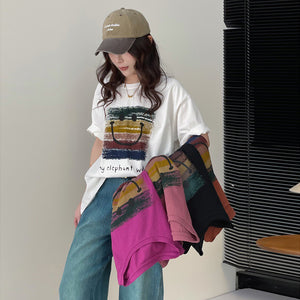 Áo T-shirt ngắn tay cổ tròn in nụ cười sắc màu - NU9947
