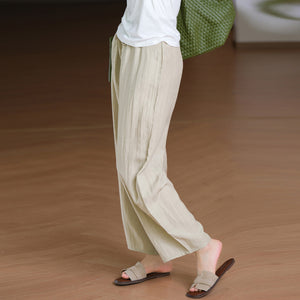 Quần baggy linen lưng thun dây rút ống đứng túi chéo - Q268