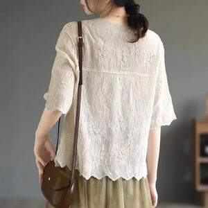 Áo khoác cardigan retro ngắn tay cổ V thêu hoa văn - NU8870