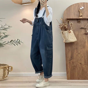 Quần baggy yếm denim túi nắp tam giác - NU9790