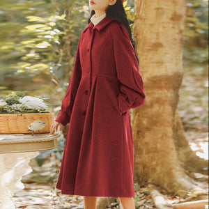 Áo khoác măng tô len cashmere dài tay cổ đức khuy cài - NU9541