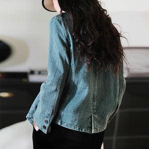 Áo khoác denim dài tay cổ vest một khuy - NU9223