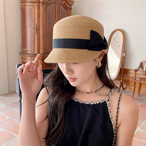 Mũ cói retro nửa vành lưỡi trai - NU10119