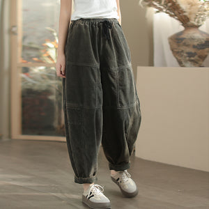 Quần baggy nhung lót lông lưng thun dây rút - Q085
