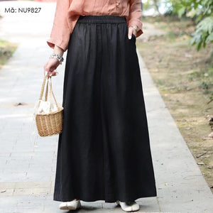 Quần baggy linen lưng thun ống rộng túi chéo - NU9825
