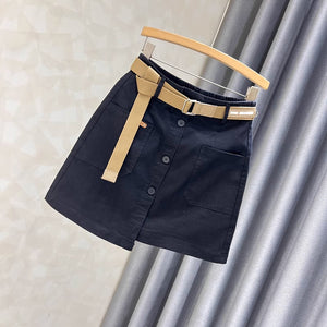Chân váy ngắn retro hai túi vuông - V042