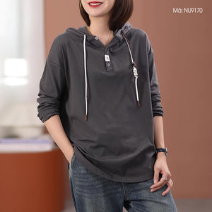 Áo hoodies dài tay khuy cài không túi - NU9168