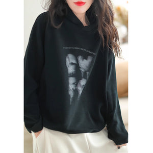 Áo hoodies dài tay in chữ trừu tượng - NU9164