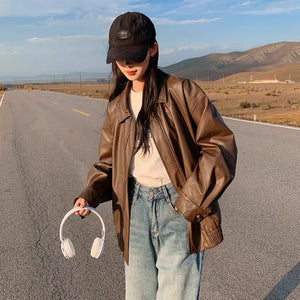 Áo khoác da jacket dài tay cổ đức hai túi vuông - A511