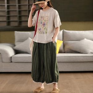 Áo T-shirt linen ngắn tay cổ tròn - A1002