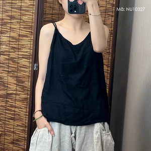 Áo t-shirt linen hai dây sát nách đơn sắc - NU10325