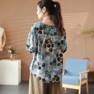 Áo T-shirt ngắn tay cổ tròn chấm bi - A053