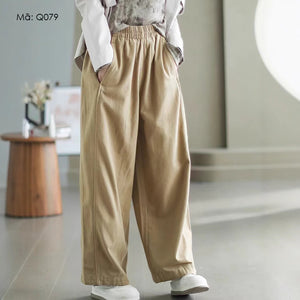 Quần baggy lưng thun ống rộng hai túi chéo - Q077