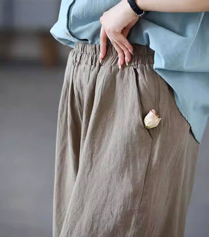 Quần baggy linen lưng thun ống túm xếp ly - NU8901
