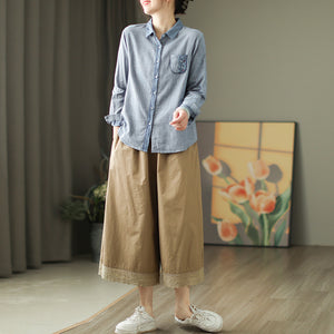 Quần baggy lửng lưng thun dây rút gấu kiểu ren - NU9927