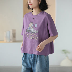Áo T-shirt ngắn tay cổ tròn in nhân vật Snoopy's - NU10304