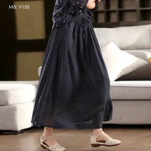 Chân váy xòe linen lưng thun - V133