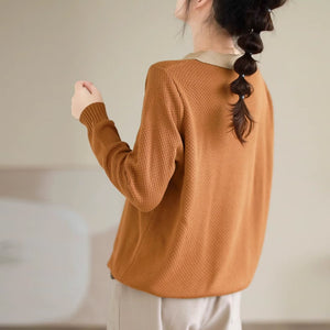 Áo len đan dài tay cổ pipi lệch màu - NU9340