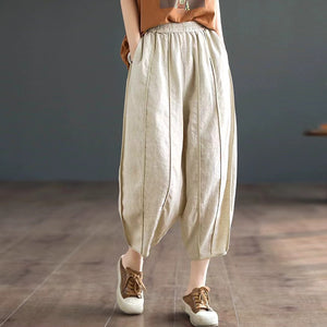 Quần baggy linen lửng lưng thun gân nổi - NU9967