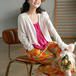 Áo khoác len cardigan dệt kim dài tay cổ V - NU9017