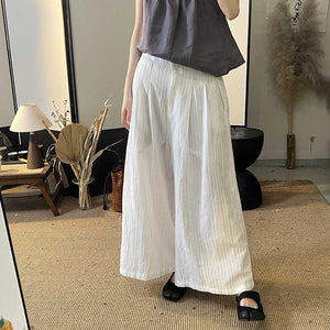 Quần baggy linen lưng thun cạp cao ống rộng - Q103