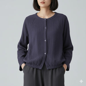 Áo khoác retro cổ tròn - A1242