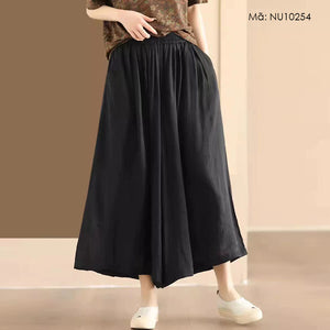 Quần baggy linen lưng thun ống rộng kiểu xếp ly - NU10252