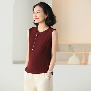 Áo T-shirt sát nách cổ tròn một màu - NU9758