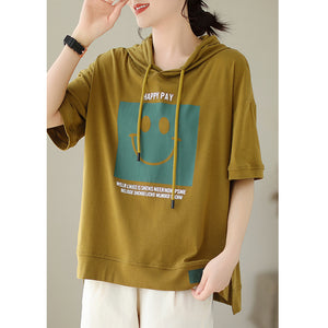 Áo hoodies ngắn tay in mặt cười - NU8751
