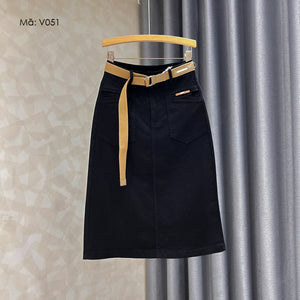 Chân váy retro lưng cao túi chéo kiểu - V049