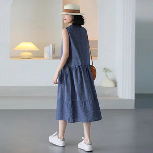Đầm liền sát nách cổ tròn kẻ sọc - NU10407