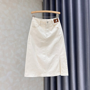 Chân váy retro lưng cao xẻ tà - V046