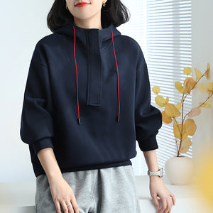Áo hoodies dài tay khóa kéo dây rút - A544