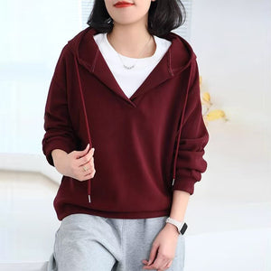Áo hoodies dài tay kiểu hai lớp  một màu - A578