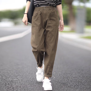 Quần baggy lưng thun khuy cài ống côn hai túi chéo - NU9174
