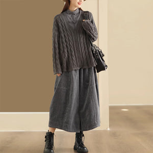 Quần baggy nhung lưng thun dây rút ống rộng - NU9294