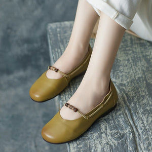 Giày da morigirl retro đế bệt quai đính hạt - OD2232