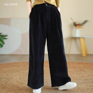 Quần baggy nhung lưng thun khóa kéo hai túi chéo - NU9296