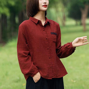Áo sơ mi dài tay cổ đức túi nhỏ khuy tròn - NU9322