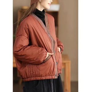 Áo khoác retro dài tay cổ V khuy cài lệch hai túi chéo - NU9587