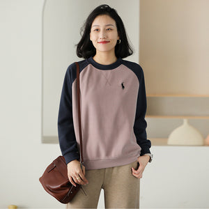 Áo T-shirt nỉ dài tay lệch mạu cổ tròn - NU9422