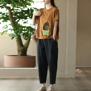 Áo T-shirt ngắn tay cổ tròn in cô gái giấu mặt - NU8833