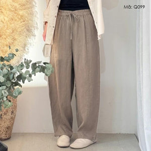 Quần baggy linen retro lưng thun dây rút - Q097