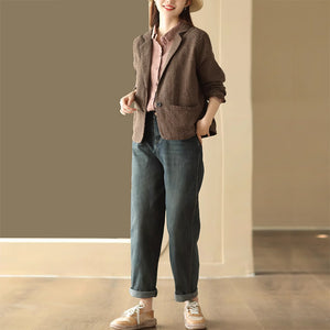 Áo khoác blazer linen dài tay kiểu móc light - NU9211