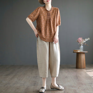 Quần baggy linen lưng thun túi bo tròn - NU9853