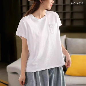 Áo T-shirt sát nách cổ tròn một túi nhỏ - A826