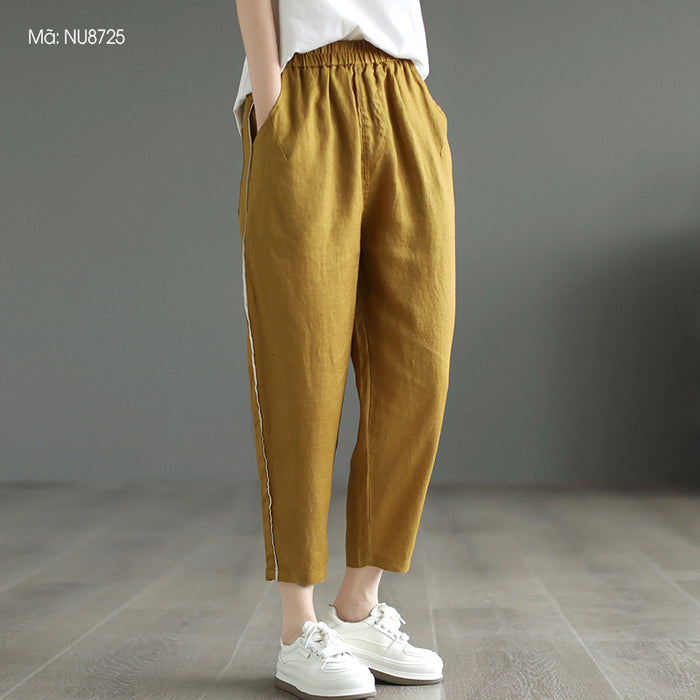 Quần baggy linen lưng thun phối line nổi - NU8723