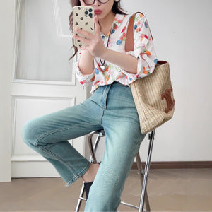 Áo sơ mi linen hoa - A1028