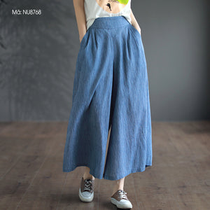 Quần baggy lưng cao ống rộng kiểu gợn sóng - NU8766